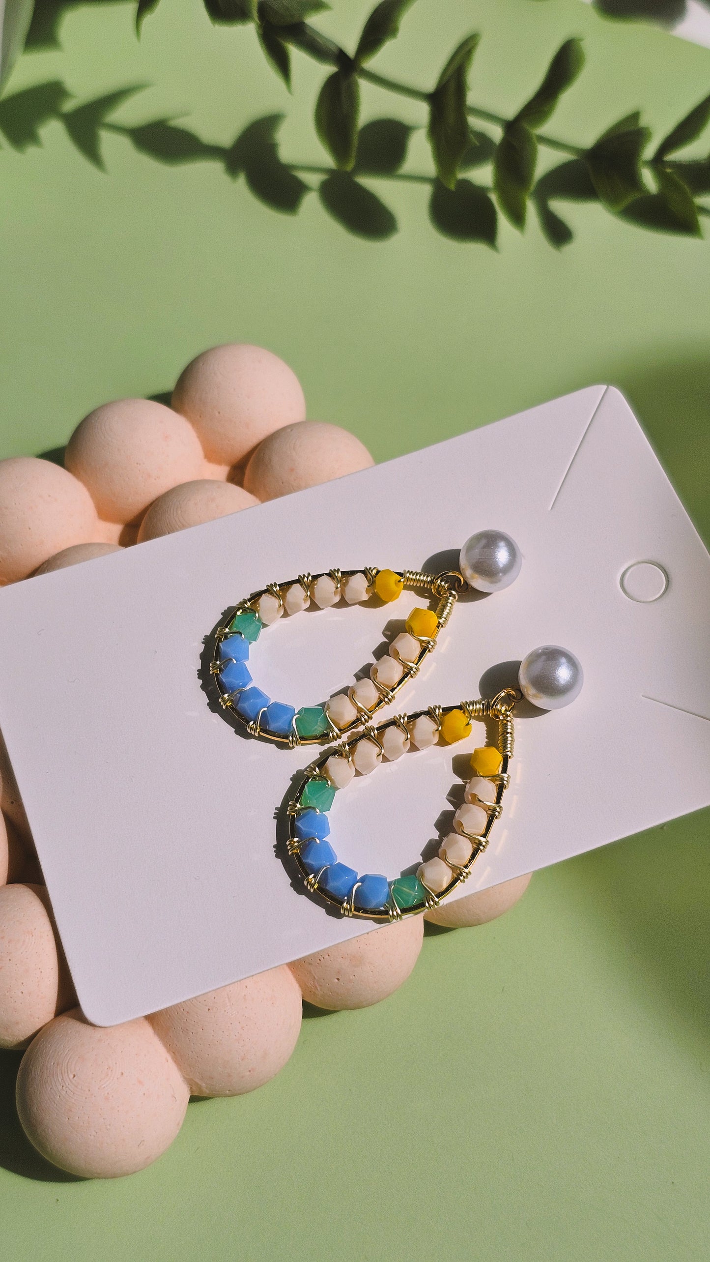 Sunset Dream, Bring Me to the Beach Earrings, Wire Wrapped, Faux Pearl, Glass