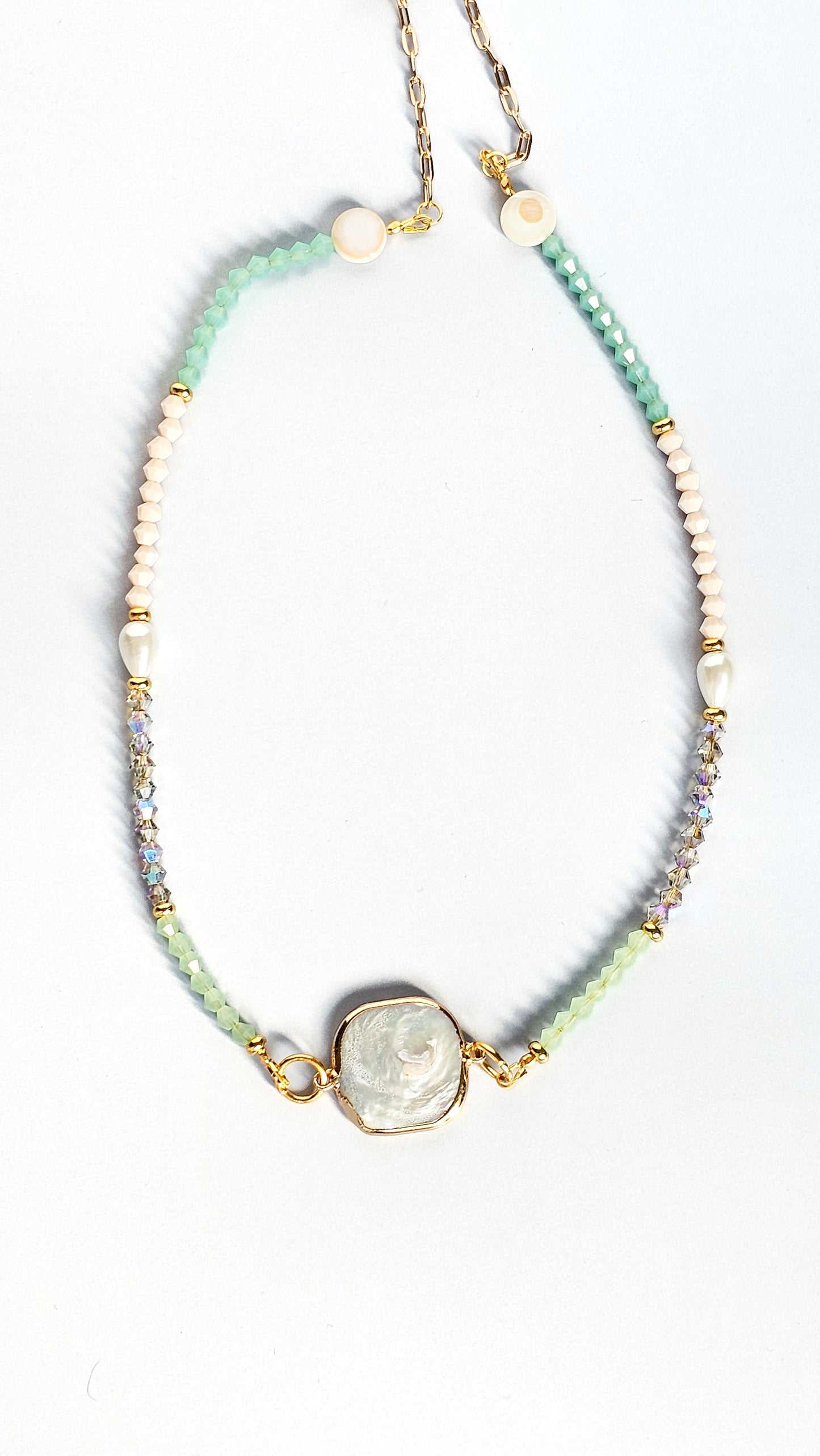 Pretty in Pearl Necklace, Glass, Wire Wrapped, Handmade, Unique Pearl