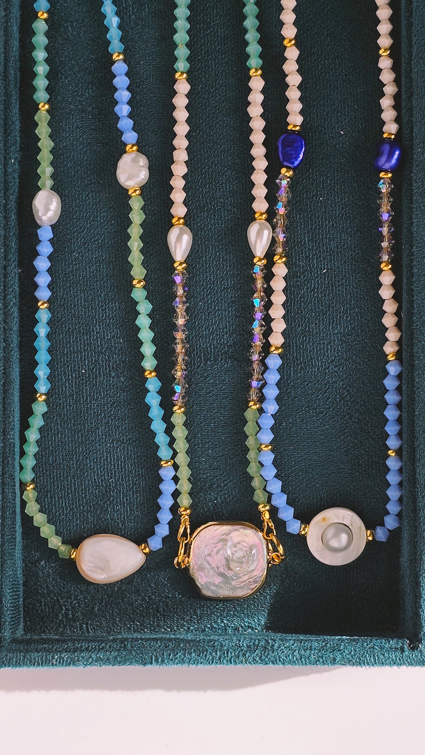 Coastal Dream Necklace, Bring Me To The Beach, Glass, Seashell, Freshwater Pearl