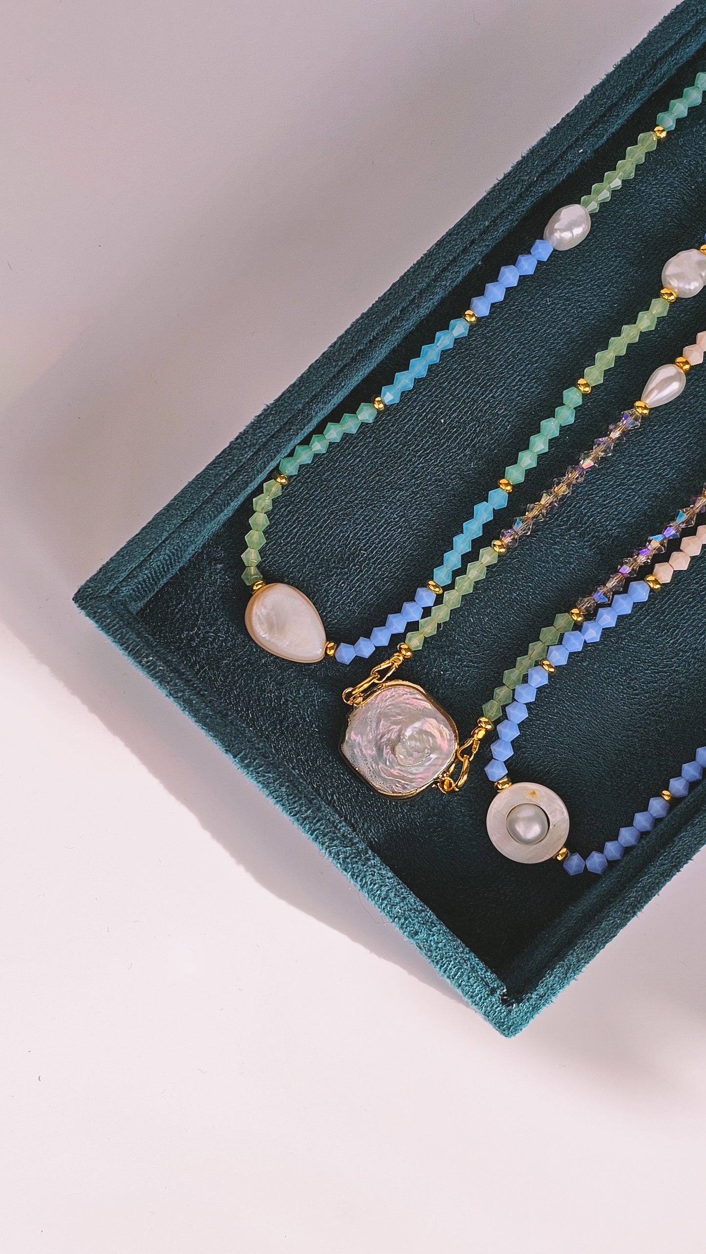 Coastal Dream Necklace, Bring Me To The Beach, Glass, Seashell, Freshwater Pearl
