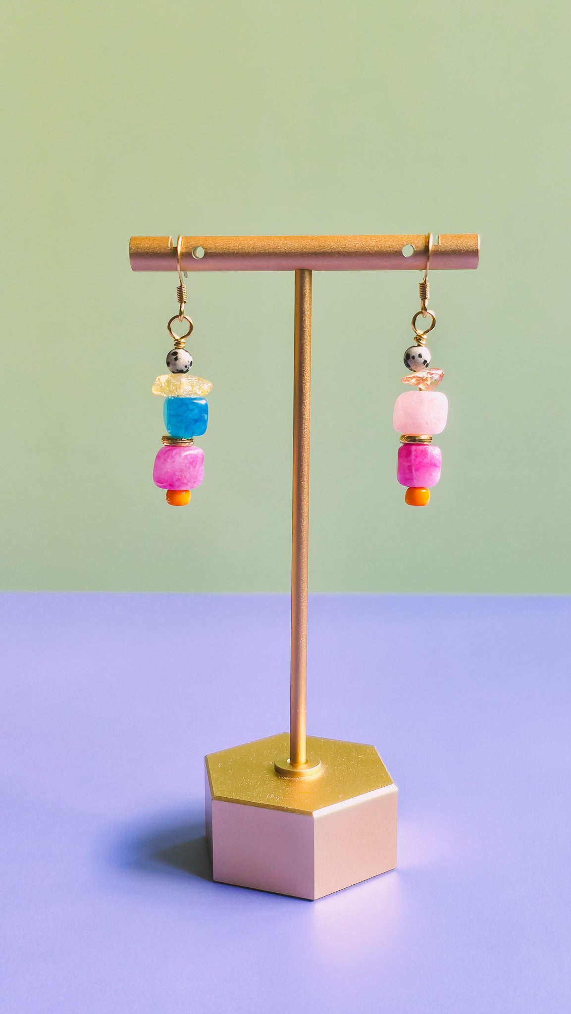 Multicoloured Gemstone Drop Earring