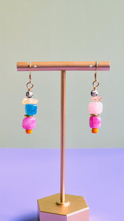 Multicoloured Gemstone Drop Earring
