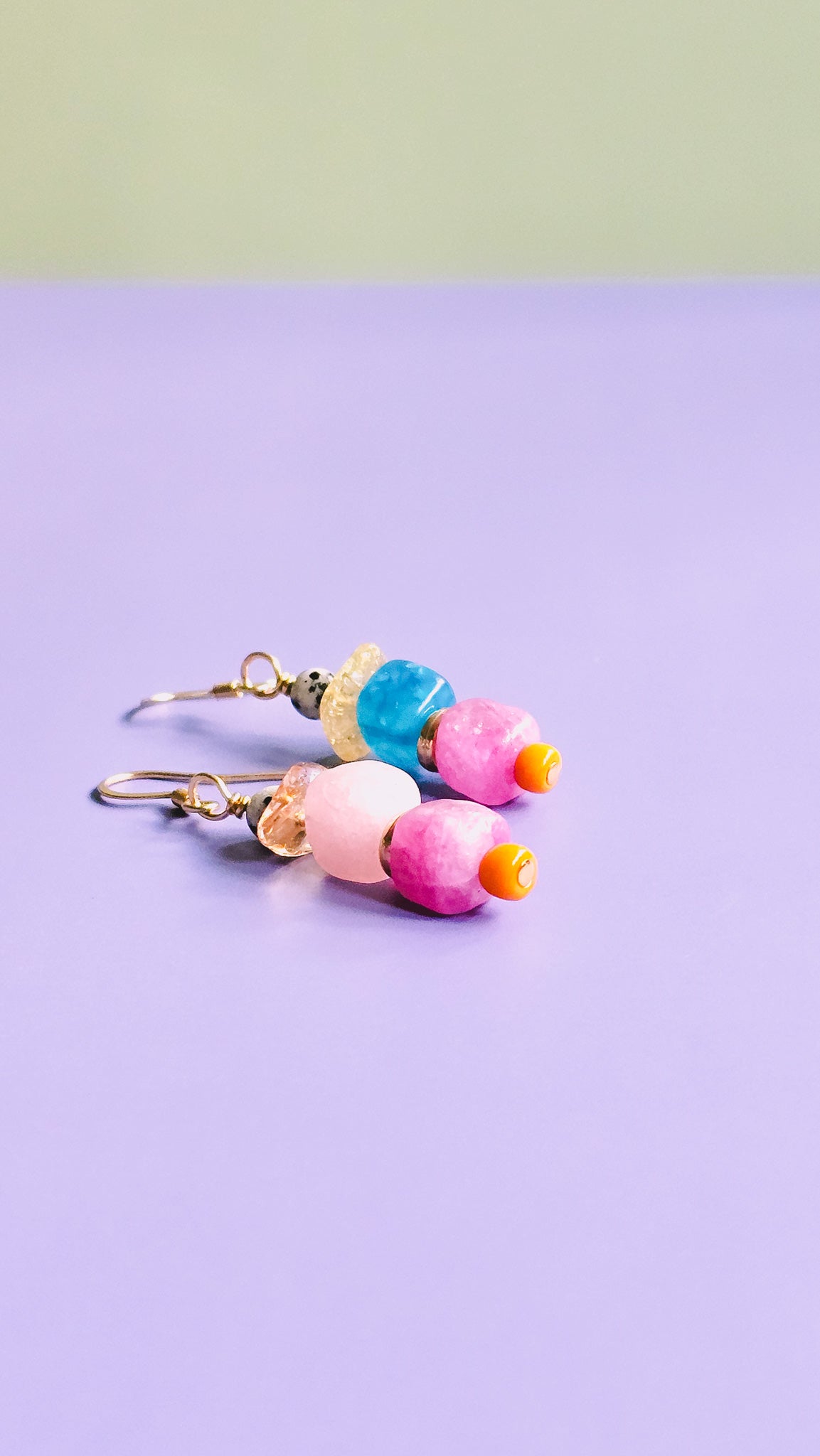 Multicoloured Gemstone Drop Earring