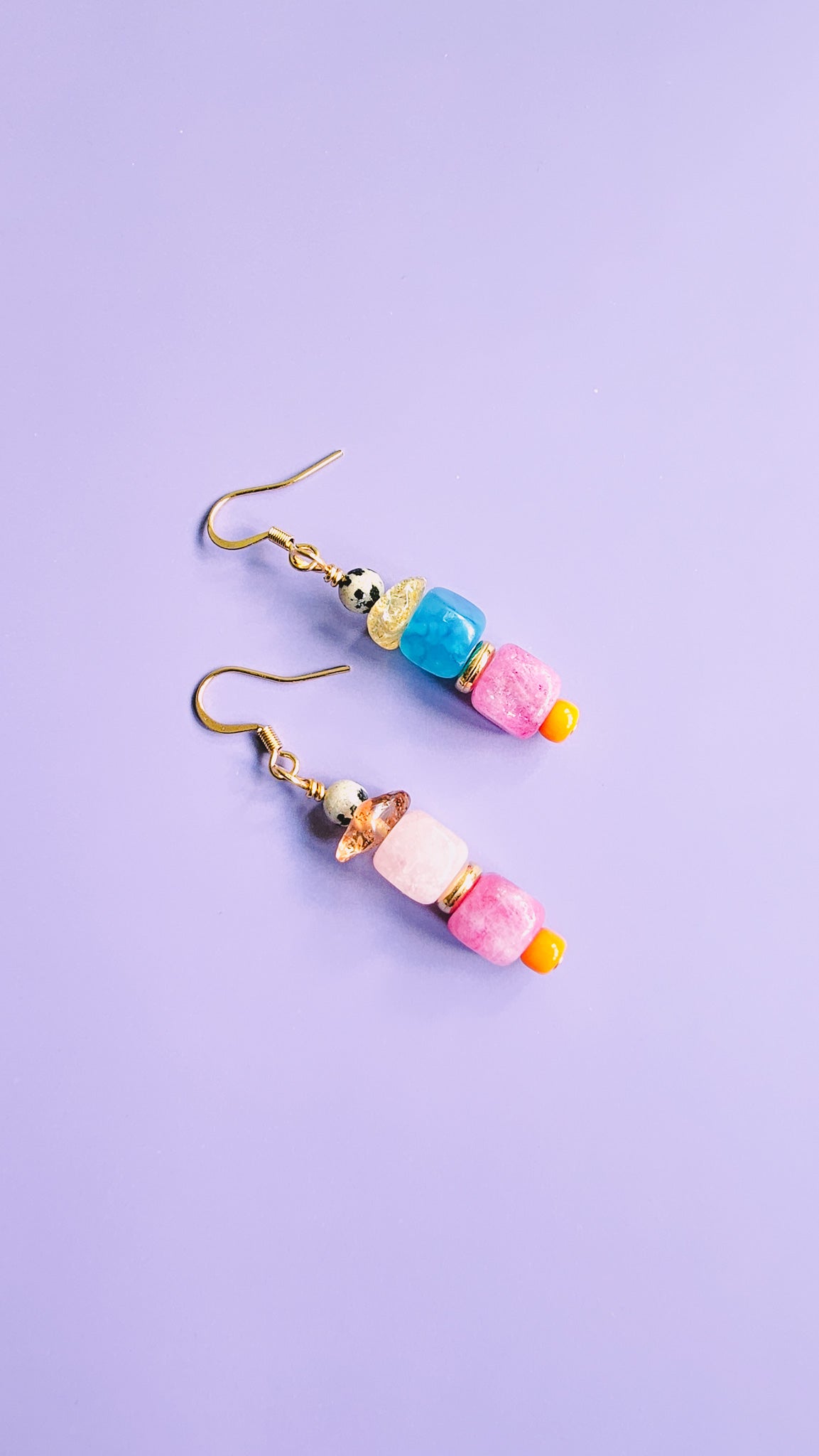 Multicoloured Gemstone Drop Earring