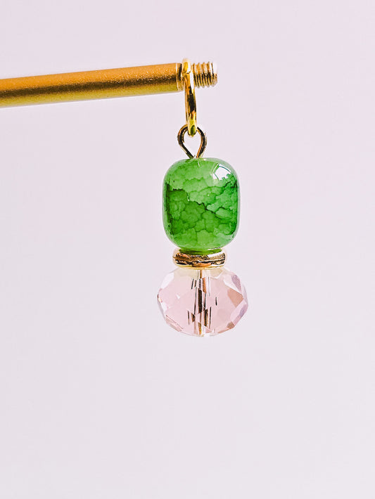 Cracked Green Glass Charm for Opaluxe Charm Hoops
