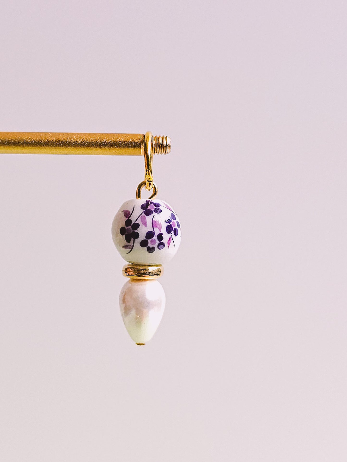 Purple Porcelain Floral Charm for Opaluxe Charm Hoops