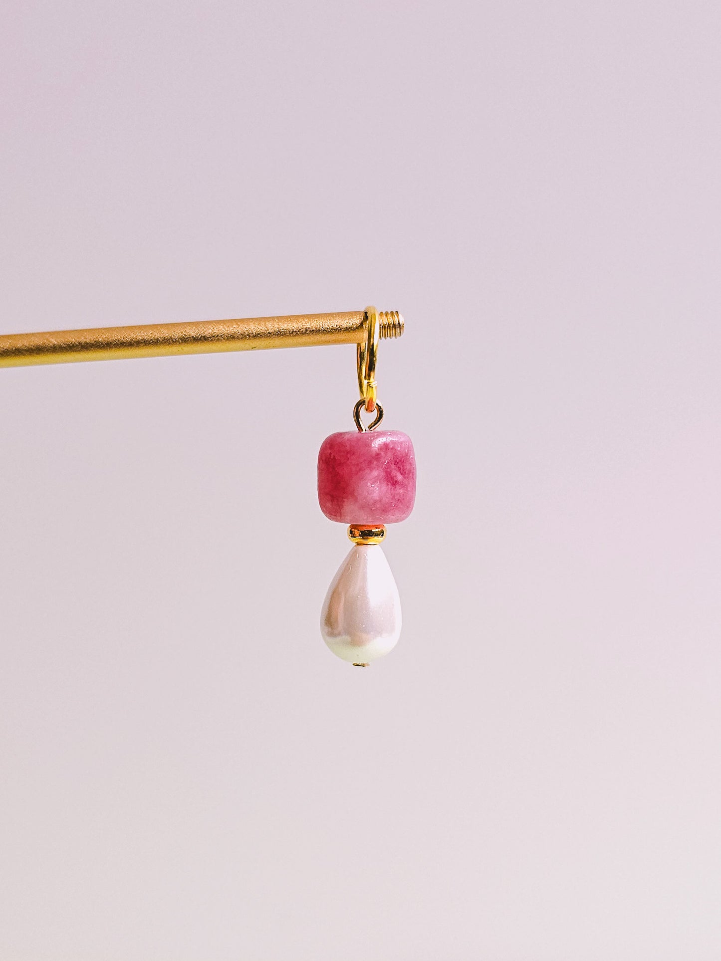 Freshwater Pearl Strawberry Quartz Charm for Opaluxe Charm Hoops