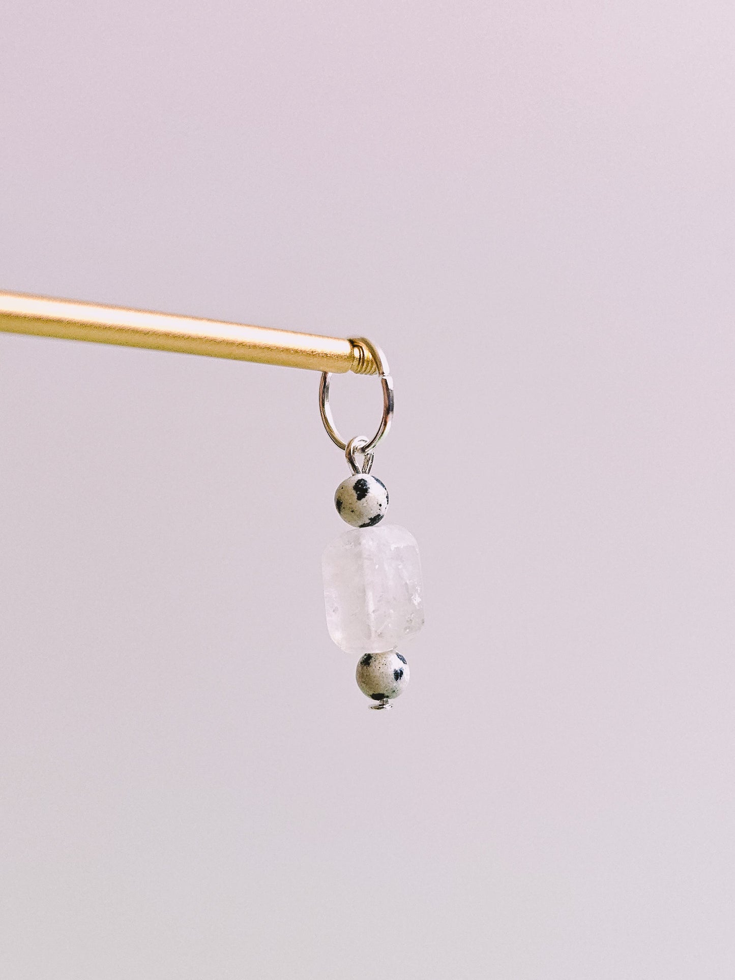 White Agate Gemstone Charm for Opaluxe Charm Hoops