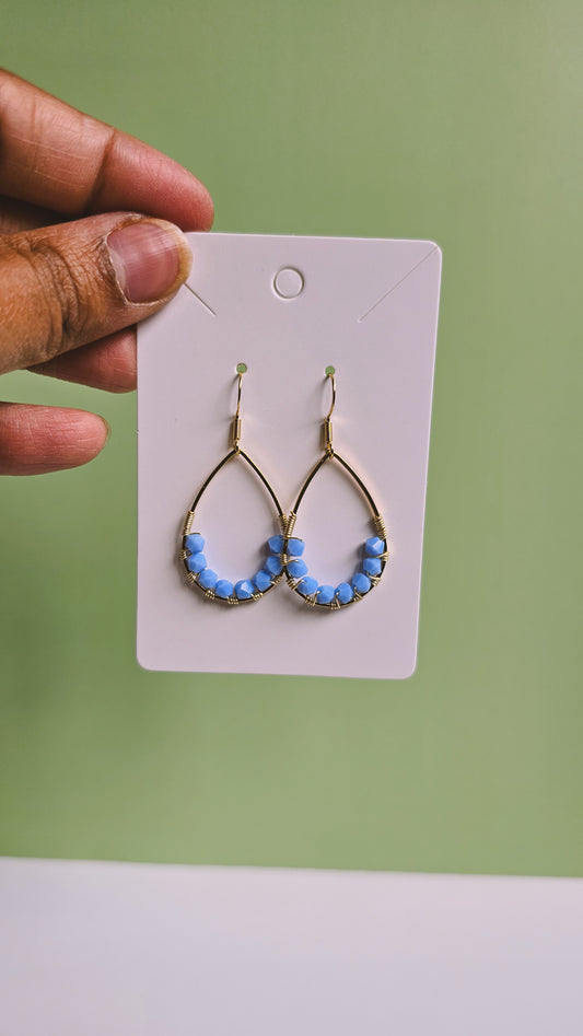 Serenity, Bring Me to the Beach, Wire Wrapped Earrings, Handmade, Teardrop Shaped