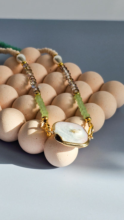 Pretty in Pearl Necklace, Glass, Wire Wrapped, Handmade, Unique Pearl
