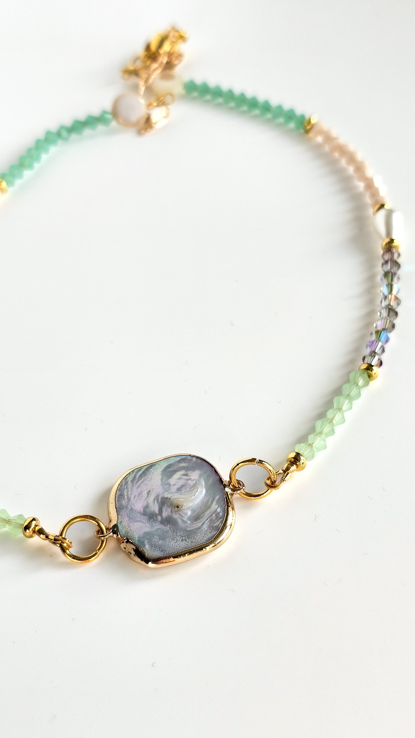 Pretty in Pearl Necklace, Glass, Wire Wrapped, Handmade, Unique Pearl