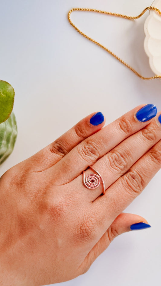 Evil Eye Wire Wrapped Ring - Opal and Thread