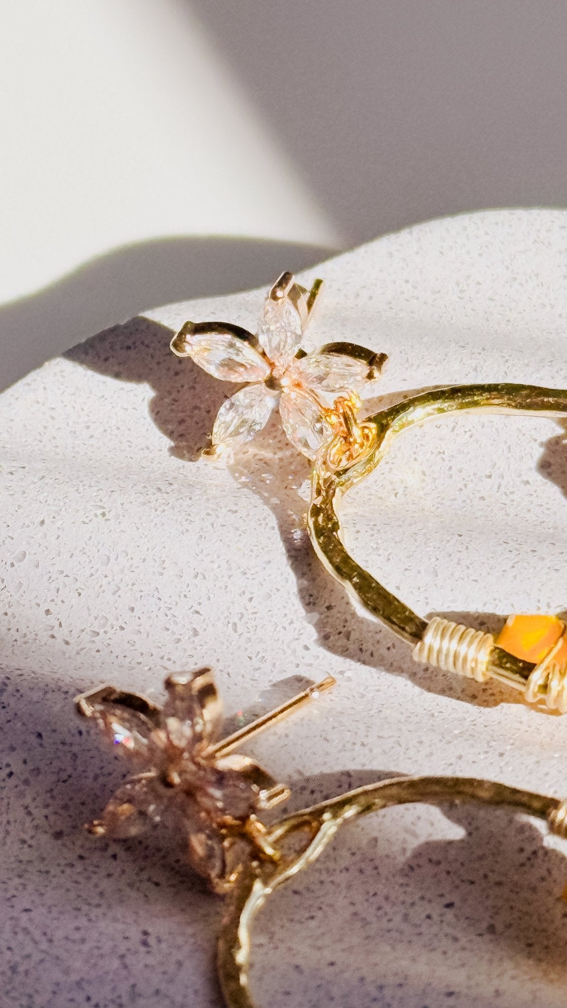 Sunny Marigold Cubic Zirconia Glass Earrings - Opal and Thread