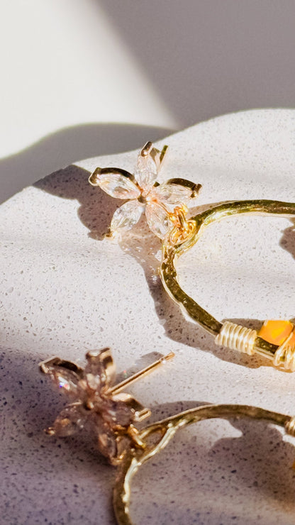 Sunny Marigold Cubic Zirconia Glass Earrings - Opal and Thread